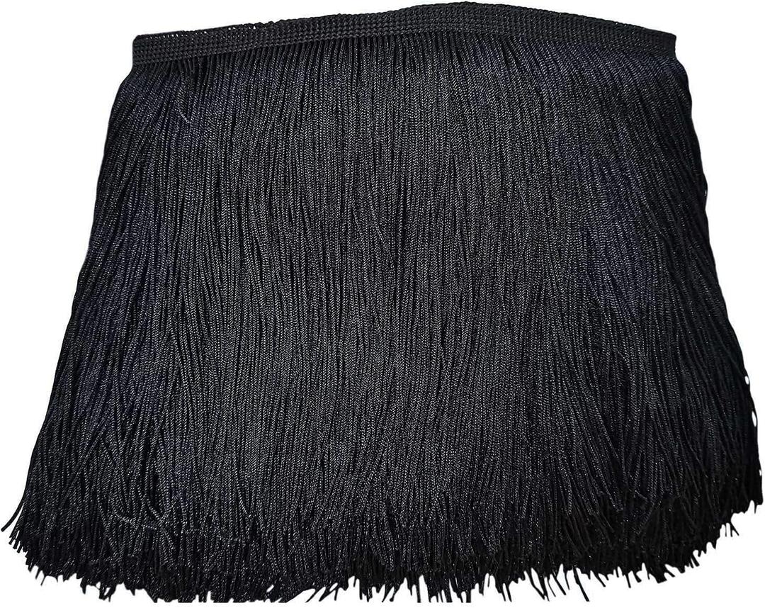 Lauthen.S 10 Yards of 6" Chainette Fringe Trim Tassel Sewing Trim for DIY Craft Latin Dress Lamp Shade Decoration Black