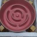 Elevated Slow Feeder Dog Bowl - Ceramic Maze Food Dish with Bamboo Stand - Raised Feeding Bowl for Fast Eaters - Ideal for Small and Medium Dogs - Pink - 6.7 inch (1.25 CUP)