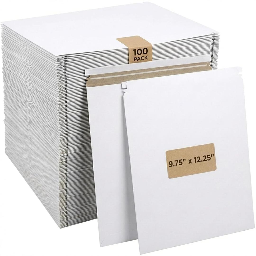 BOX USA Rigid Mailers 9" x 12" (100-Pack) - Cardboard Mailer Envelopes for Photos, Documents, Prints - Stay Flat