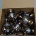 ROCEEI 12 Pcs Ramadan Eid Lantern Mini Bronze Gold Lanterns Decorative with LED Candles Small Eid Mubarak Decor Vintage Hanging Lantern Lights for Home Table Centerpiece Party Gift