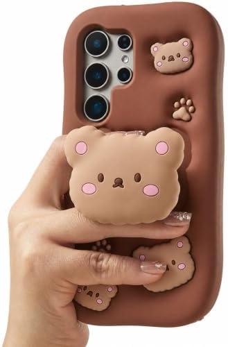 TUFTA for Samsung Galaxy S26 Ultra Case, Kawaii Teddy Bear Grip for Girls | Makes Mirror Selfies Sweeter, Cute Girly 3D Animal Style with Stand, Gift for Kids & Teens, Soft Silicone Drop Protection