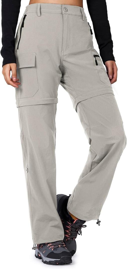 Cycorld Women's-Hiking-Pants-Convertible Quick-Dry-Stretch-Lightweight Zip-Off Outdoor Pants with 5 Deep Pockets (Cloud Grey, XX-Large)