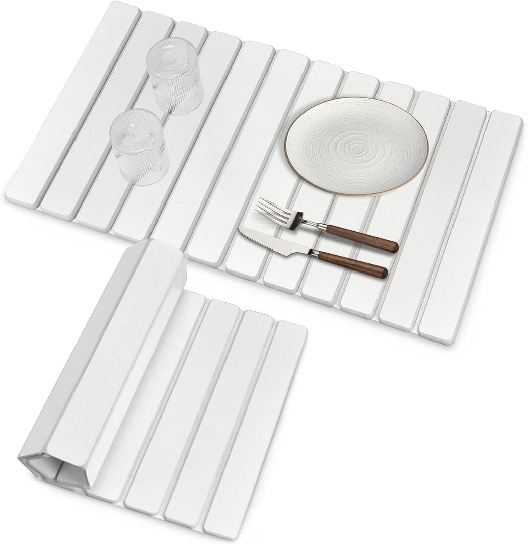 Extra Large Stone Dish Drying Mat for Kitchen Counter, 28"(L)16"(W) Eco-Friendly Diatomaceous Earth Dish Mats, Fast Dry Absorbent Collapsible Mats for Bottles,Dishes, Match Any Countertop