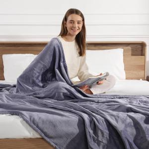 Electric Blanket Full Size Heated Blanket 72''X84'', Purple Heating Blanket Ultra Warm Flannel Electric Heating Blanket with 5 Heat Settings & 10 Hours Auto-Off, Ideal for Grandma Gifts(Lavender)