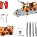 Chainsaw Sharpener Jig Kit Portable Chain Saw Sharpening Tool Universal Hand Crank Chain Saw Blade Sharpener, with 4 Burrs, Gloves & Cleaning Brush for 4"- 22" Saw Chain