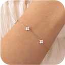 Bracelets for Women 14K Gold Silver Plated Ring Bracelet Hand Chain Dainty Evil Eye Heart Clover Daisy Cubic Zirconia Stackable Link Chain Hypoallergenic Body Jewelry Cute Trendy Gifts