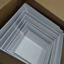 Leinuosen 7 Pcs Extra Large Buffet Risers Set 8" to 14" Acrylic Display Box Square Catering Dessert Table Riser Food Display Decorative Stand with Hollow Bottom for Catering Supplies(White)