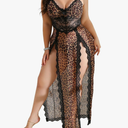 Plus Size Lingerie For Women Babydoll Sexy Mesh Maxi Nightdress Exotic Sleepwear Side Slits XXL