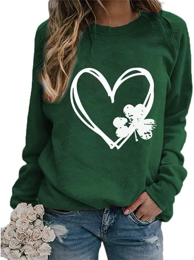 Irish Lucky St Patricks Day Sweatshirts Womens Vintage Leprechaun Graphic Tees (Medium)