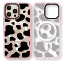 for iPhone 16 Pro Max Case Cute - Compatible with Magsafe - Durable Shockproof 6.6 ft Drop Impact Phone Case - Funny Milk Cow Print Design (6.9") Glitter Pink