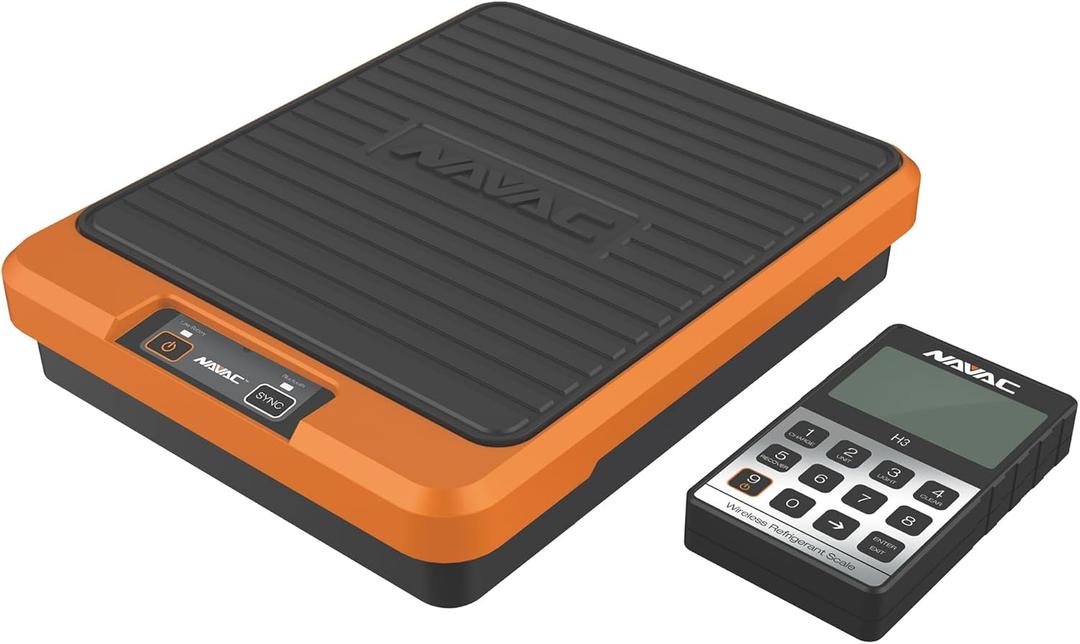 NAVAC NRS3i01 Wireless Refrigerant Scale | Bluetooth Handheld Display | 265 lbs Capacity | Large Aluminum Weighing Platform | Precise Measurements  