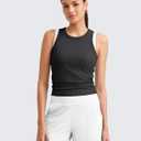 G4Free Workout Tank Tops for Women Slim Fitted Racerback Ribbed Athletic Gym Yoga Tanks Summer Casual (Black, XL)