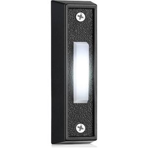 Saillong 1 Piece Lighted Doorbell Button, Wall Mounted Garage Door Opener Switch with LED Light Compatible with Most Wire Doorbell Chimes, Transformer, Ringers, Buzzers (Black,White Light)