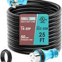 CircleCord UL Listed 50 Amp 25 Feet RV/Generator Cord with Locking Connector, Heavy Duty 6/3+8/1 Gauge STW Wire, 14-50P Male and SS2-50R Twist Locking Female for RV Camper and Generator to House (Blue)