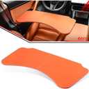 Leather Tray Table Folding Car Table Compatible with Tesla Model 3 Y – Multi-Use Dining Tray & Laptop Stand, Fits Front Driver & Passenger Seats,Orange