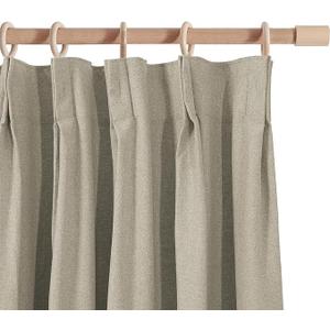 100% Blackout Curtains Pinch Pleated Curtains with White Silicone Coating for Bedroom, Living Room, 40 Width 88 Inch Long 1 Panel, Natural