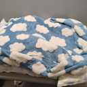 LE SURE Cute Dog Bed for Small Dogs - Washable Puppy Beds,Cozy Rectangle Orthopedic Pet Sofa with Jacquard Shaggy Plush & Anti Slip Bottom,25x21x7inches (Cozy Clouds Blue)