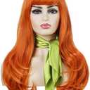 Long orange Wig Women Halloween Costume Party Cosplay Wig with Accessories (Color-1)