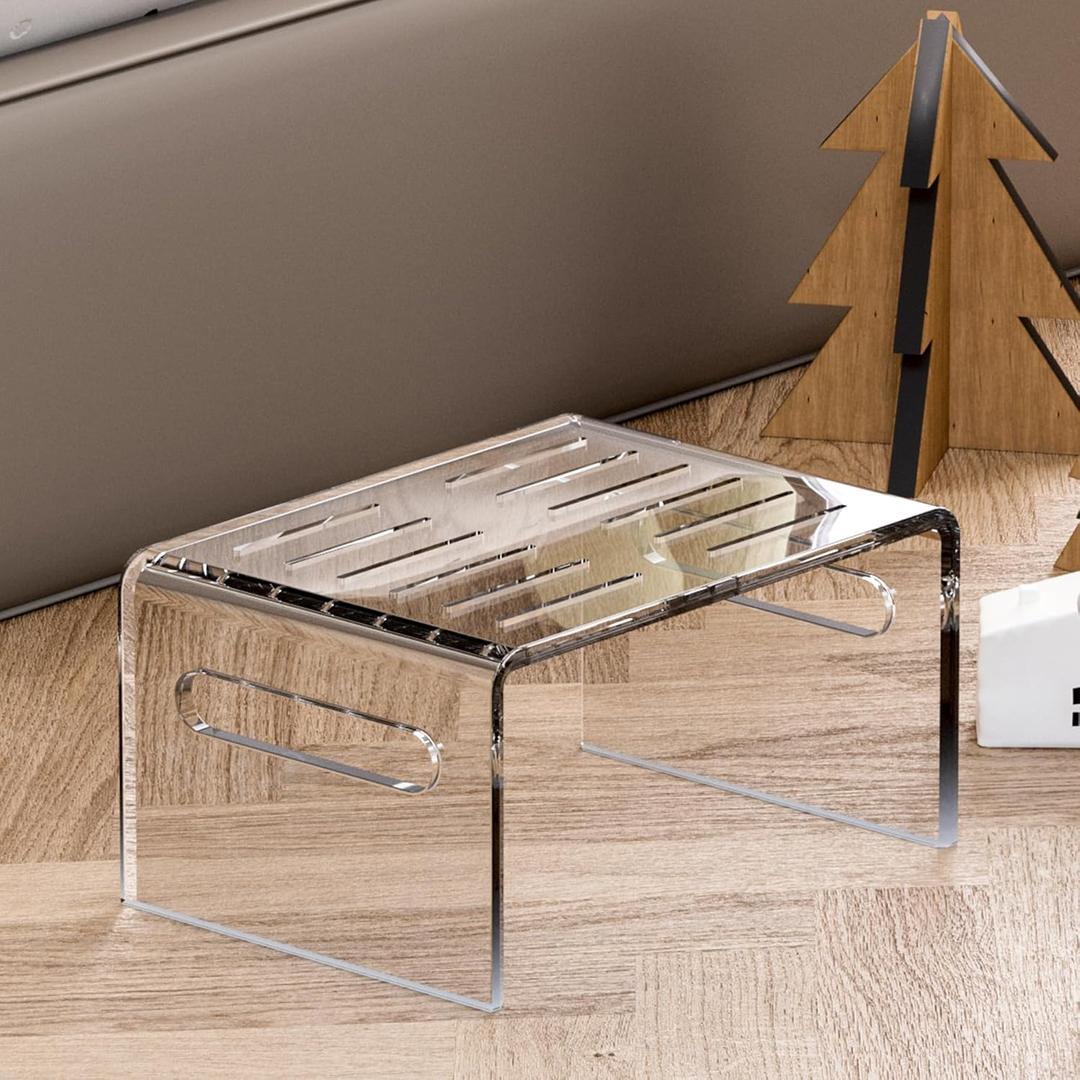Acrylic Step Stool for Kids, Non-Slip Step Stool with Handles for Kids and Adults, Clear Toddler Stool for Potty Training Aid, Clear Acrylic Foot Stool for Bathroom, Bedroom, Kitchen