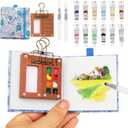 Travel Watercolor SetMini Paint Palette Travel kitMini Water Color Paint SetWooden 8 Grid Paint Box,12 Colors Small Watercolor Sketchbook for Artists Painters Students (12-blue)