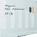 Glass Whiteboard Magnetic Dry Erase Board - Frameless Glass White Board 36 x 24 Inches, Wall Mounted, Office, Home & School