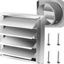 Funmit 4'' Metal Dryer Vent Cover with Metal Mesh Screen, 7"x7" Outdoor Stainless Steel Louvered Vent Cover Includes 4 Screw for Easy Installation