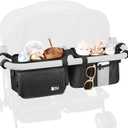 ZZM Double Stroller Organizer with 2 Cooler Pockets,Compatible for Bob Duallie, Jeep and Baby Jogger City Mini GT2, Double Baby Stroller Accessories, Parent Console Double Jogging Stroller Organizer