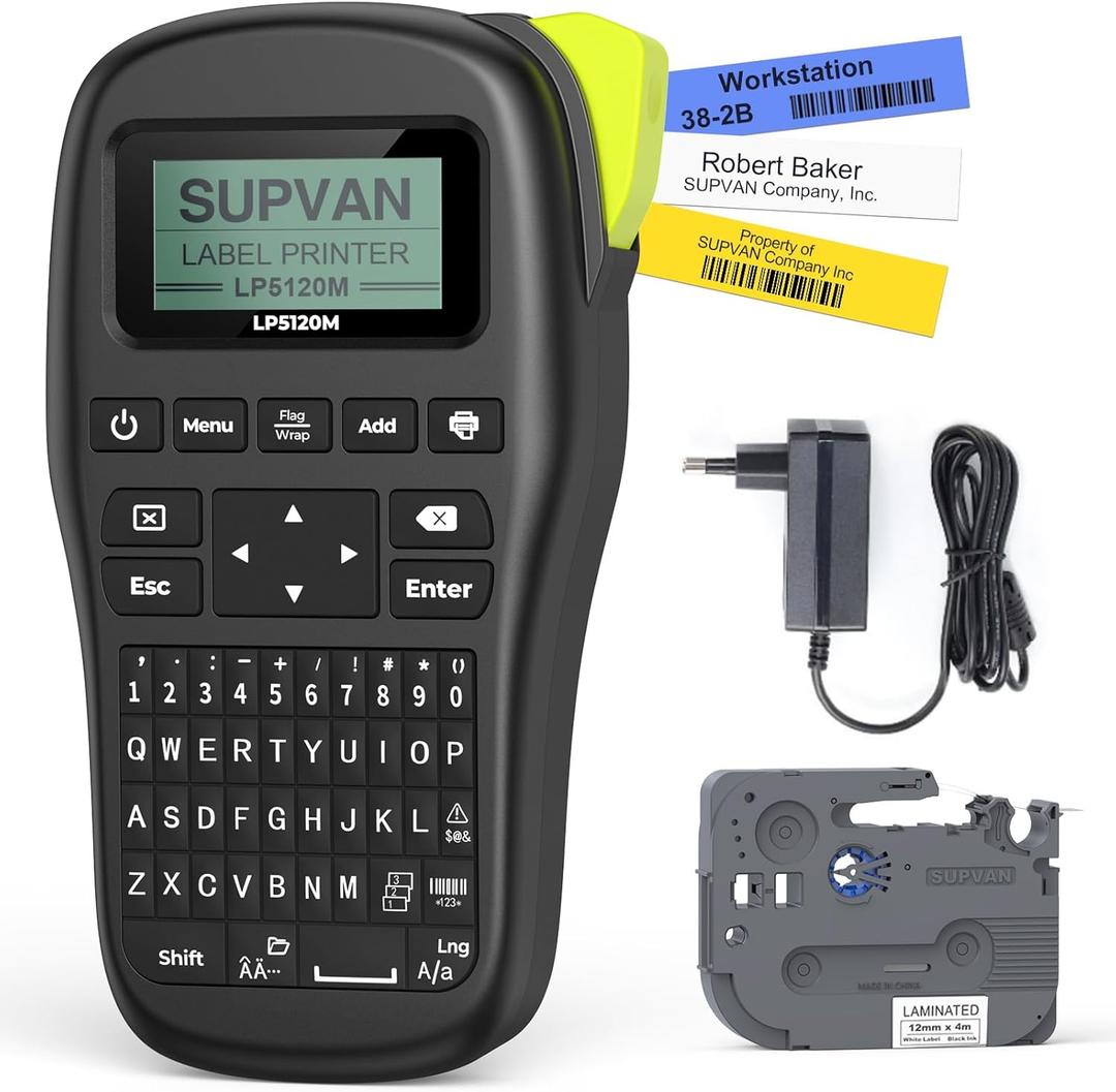 SUPVAN Label Printer LP5120M Self Adhesive Thermal Labeling Machine, Portable Label Printer for Home, Office and Small Business, with Paper Labels