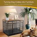 Dog Crate Topper Metal with Magnets for 36 Inch Crate - Aluminum Foldable Dog Kennel Topper Decorative Storage Pet Crate Table Walnut (Only Topper)
