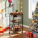 TUTOTAK Bar Cart with Removable Tray, Home Bar Serving Cart, Drink Cart, Mobile Kitchen Shelf with Wine Rack and Glass Holder, Rolling Beverage Cart for Living Room, Kitchen, Brown BC01BB036, 13"D X 17"W X 34.4"H