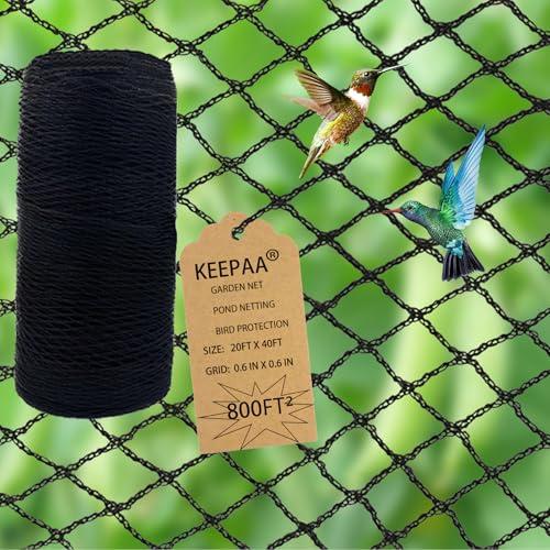 Bird Netting Poultry Chicken Coop - 20FT*40FT Heavy Duty Garden Net 0.6” Mesh for Blueberry Bushes Fruit Tree Roof Hawk Proof