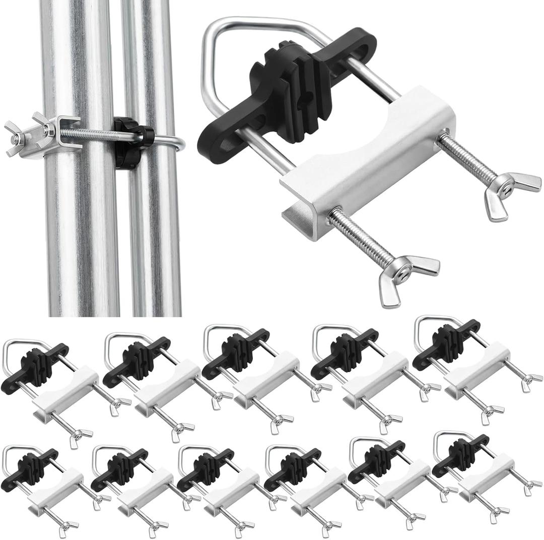 Frienda 12 Sets Trampoline Enclosure Pole Connector Safety Trampoline Replacement Parts Heavy-Duty U-Shaped Clamps for Connecting, Fits Poles up to 1.5" and Frame Legs up to 1.75"