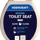 HIGHCRAFT Premium Round Toilet Seat with Slow-Close Design & Adjustable Hinges - Molded Wood Toilet Seat - Fits Standard Round Toilets - Round Seat in Bone/Beige