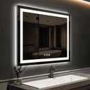 ROOMTEC 30 x 30 Inches LED Bathroom Mirror with Lights, Vanity Mirror with Front and Backlight, Smart Dimmable Anti-Fog LED Mirror for Bathroom, Memory Function, Tempered Glass (Horizontal/Vertical)