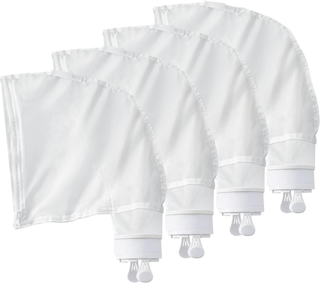 Pool Cleaner Bags, 4 Pack Pool Sweep Bag, Nylon Mesh Pool Vacuum Bag Replacement, All Purpose Bag with Zipper Enclosure, Pool Spa Part Fits Polaris 280, 480, Durable Filter Bag for K13, K16