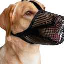Mayerzon Dog Muzzle, Patented Mesh Muzzles for Small Medium Large Dogs, Soft Covered Mouth Guard with Adjustable Straps, Prevent Biting Chewing and Licking (M: Snout:9"-10", Black)