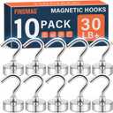 FINDMAG Magnetic Hooks, 30lbs Magnet Hooks Cruise Cabin Ship Essentials 2026, Rare Earth Magnets with Hooks, N52 Magnetic Hooks for Hanging, Home, Kitchen, Office (10 Pack, Silver) (0.63 inches)