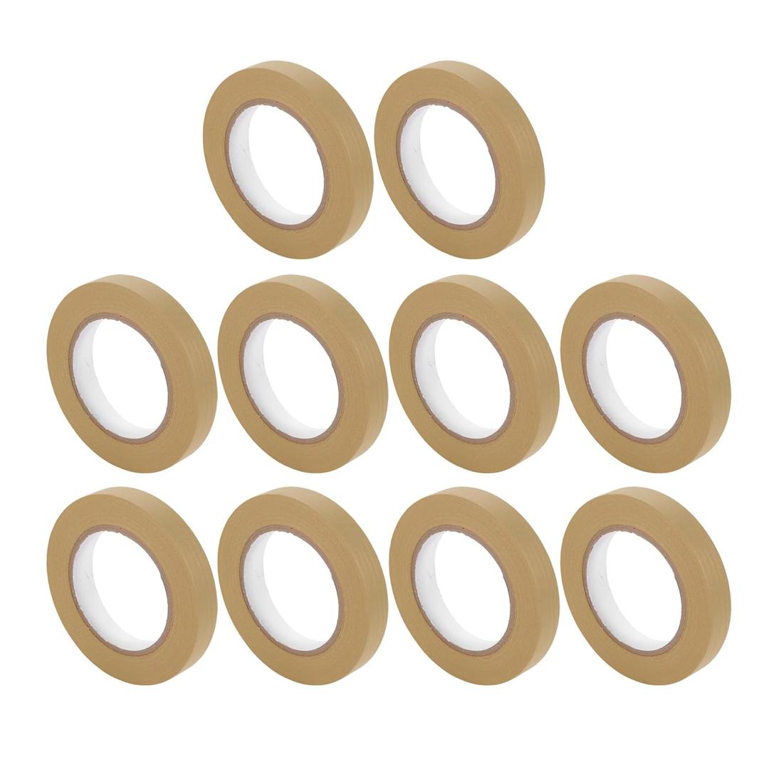 10 Pcs 0.7 Inches x 54.7 Yards Universal Painters Tape - DIY Car Auto Paint for Masking Tape No Residue - Crepe Paper Brown