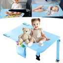 Toddler Airplane Bed, Toddler Travel Bed Airplane Seat Extender for Kids, Plane Tray Cover with Built-in Holder, Baby Travel Essentials for Flying, Portable Plane Footrest for Kids Blue