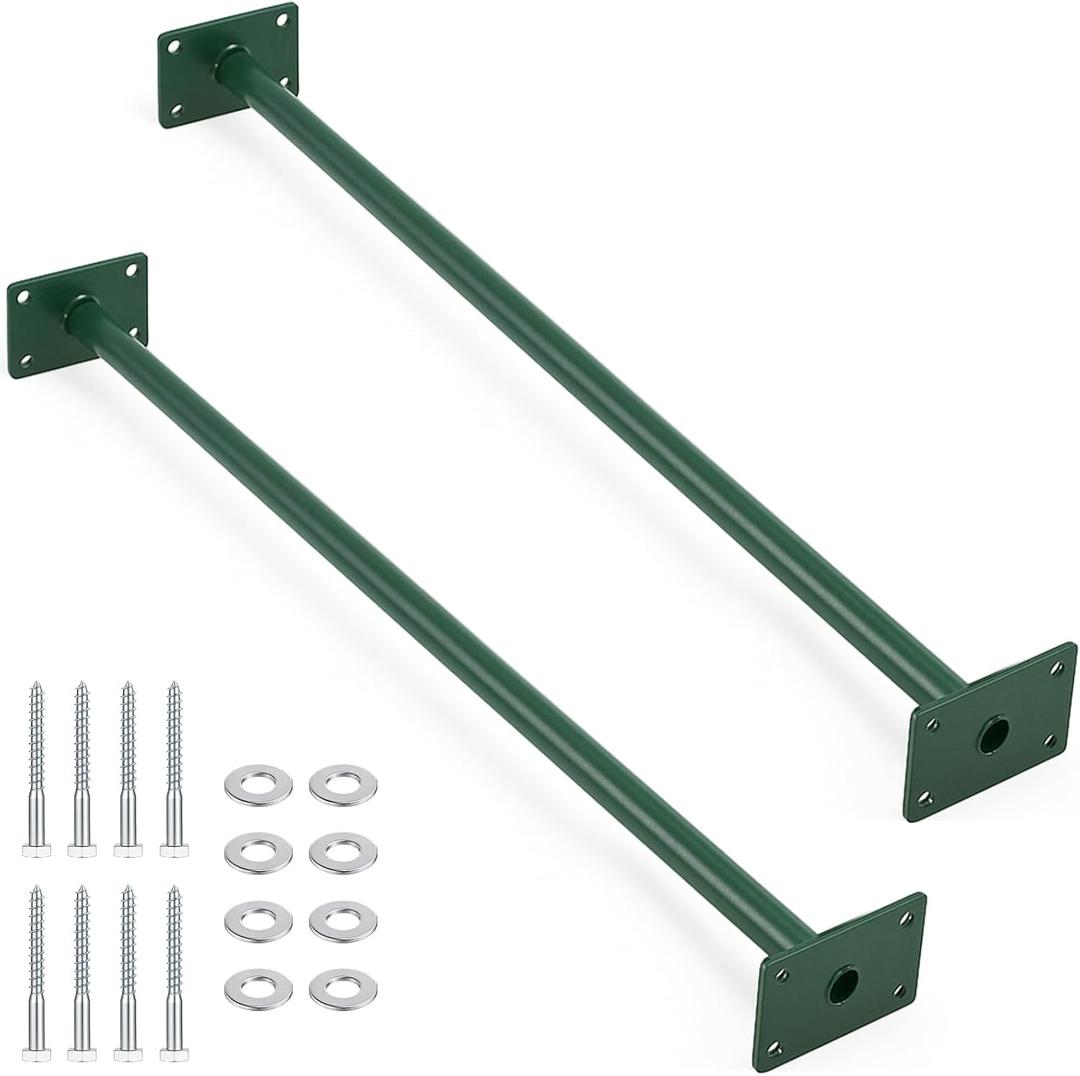 Zonon 2 Pcs Heavy Duty Outdoor Pull up Bars Heavy Strength Training Chin up Bars for Home Gyms Full Body Exercise Support 440 Lbs, Installed on 4 x 4, 4 x 6 or 6 x 6 Posts(Not Included), Green