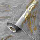 Black Marble Contact Paper Thick Modern Peel and Stick Wallpaper Waterproof Countertop contact paper Black and Gold Wallpaper Removable Self Adhesive Glossy Wall Paper for Bathroom Kitchen 23.6"x236"