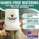 Poultry Pro Chicken Waterer - DIY Poultry Waterer 5 Gallon Bucket for Coop, Hands Free Gravity Feeder for Chickens, Ducks, Pigeons & Birds, Fits All Standard 5 Gallon Buckets (Bucket NOT Included)
