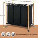 STORAGE MANIAC Laundry Sorter, Laundry Hamper with Wheels, Laundry Basket Sorter, Laundry Separator Hamper, Laundry Divider Hamper (Bamboo, 3 Section)