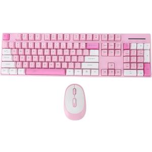 Tangxi Wireless Keyboard and Mouse Combo, 2.4GHz USB Receiver, Full Size Silent 104 Keys Ergonomic Keyboard and 4 Keys Mouse Set for Computer, Plug and Play (Type 1)
