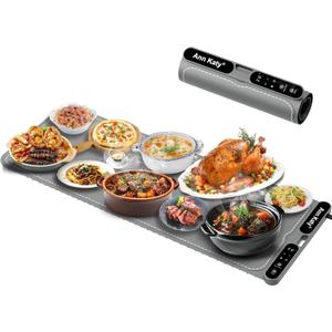 Ann Katy Food Warming Mat for Food XXXL 39"x15" 550W,Portable Electric Warming Tray for Buffets Party Chafing Dishes,Fast Full-Surface Heating Pads with 7 Level Temp 8 Hour Timer&Child Safety Lock