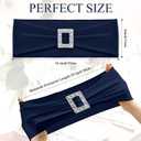 VitalCozy 100 Pcs Spandex Chair Sashes with Square Buckle Slider Stretch Chair Cover Band Universal Elastic Ties Straps Bows for Wedding Banquet Event Party Decoration(Navy Blue)