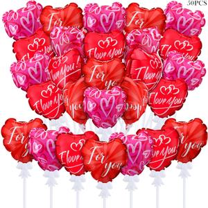 50 Pcs Valentines Day Heart Shaped Balloons - Multicolor Self Inflating for Anniversary, Wedding, Birthday, Proposal Party - Special Night Romantic Decorations