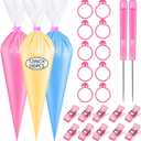 122PCS Tipless Piping Bags Disposable Pastry Bag 12 Inch 100PCS Icing Bags, 10 PCS Frosting Bag Clips, 2 Scriber Needle and 10 PCS Pastry Bag Ties for Cookies Cake Decorating