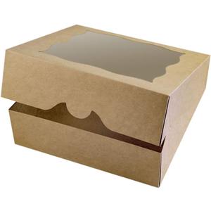 CHERRY 15-Pack 10"x10"x3"Brown Bakery Boxes with PVC Window for Pie and Cookies Boxes Large Natural Kraft Paper Box 10x10x3inch (Brown, 15)