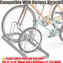 Simple Houseware 2-Bike Floor Storage Rack - Adjustable Bicycle Parking Stand & Garage Organizer for Road and Kids Bikes, Silver
